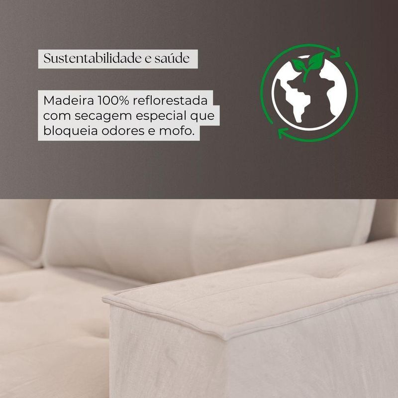 Sofá Retrátil Reclinável 3 Lugares Roma 2,40m Veludo Creme