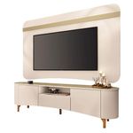 Rack Bancada Elara Com Painel Armony Off White Champanhe - Hb Móveis