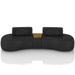 Sofá 4 Lugares 325cm Orgânico Com Mesa Mellanie Sintético Preto Z32 - Mpozenato