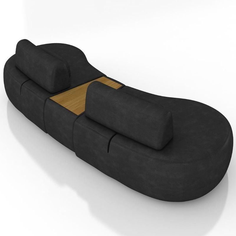 Sofá 4 Lugares 325cm Orgânico Com Mesa Mellanie Sintético Preto Z32 - Mpozenato