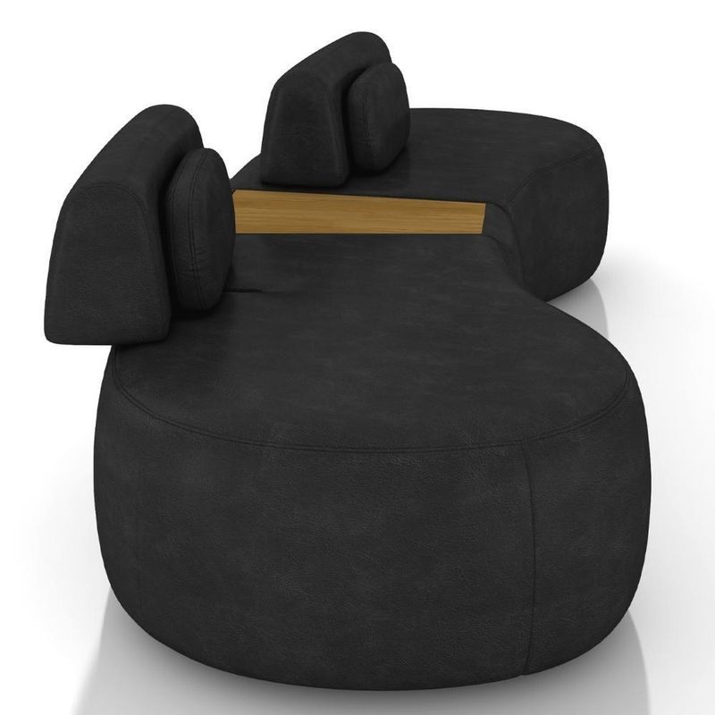 Sofá 4 Lugares 325cm Orgânico Com Mesa Mellanie Sintético Preto Z32 - Mpozenato