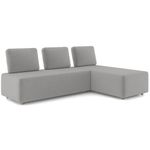 Sofá 3 Lugares Com Chaise 222cm Rovier Veludo Cinza Z32 - Mpozenato