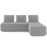 Sofá 3 Lugares Com Chaise 222cm Rovier Veludo Cinza Z32 - Mpozenato