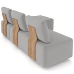 Sofá 3 Lugares Com Chaise 222cm Rovier Veludo Cinza Z32 - Mpozenato
