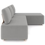 Sofá 3 Lugares Com Chaise 222cm Rovier Veludo Cinza Z32 - Mpozenato