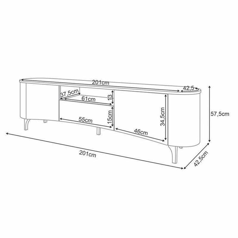 Rack Bancada Elara Cinamomo Com Mesa De Centro Sky E Aparador Infinity Cinamomo - Hb Móveis