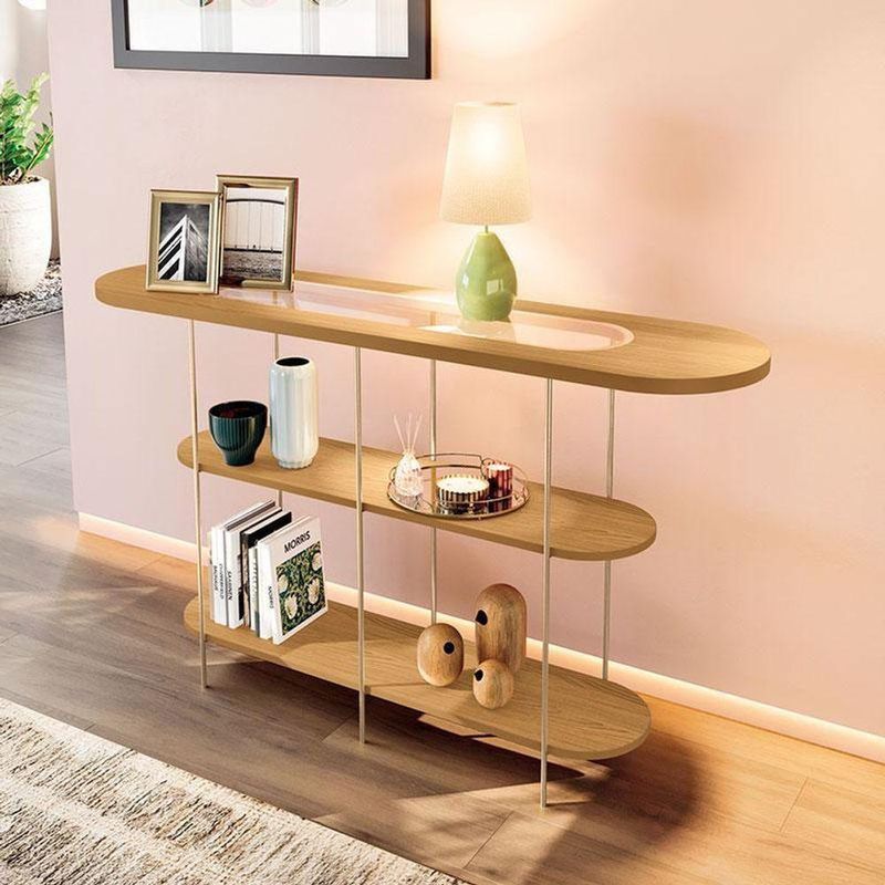 Rack Bancada Elara Cinamomo Com Mesa De Centro Sky E Aparador Infinity Cinamomo - Hb Móveis