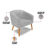 Kit 2 Poltronas Sala Stella Pés Palito Couro Sintético Cinza D'Rossi