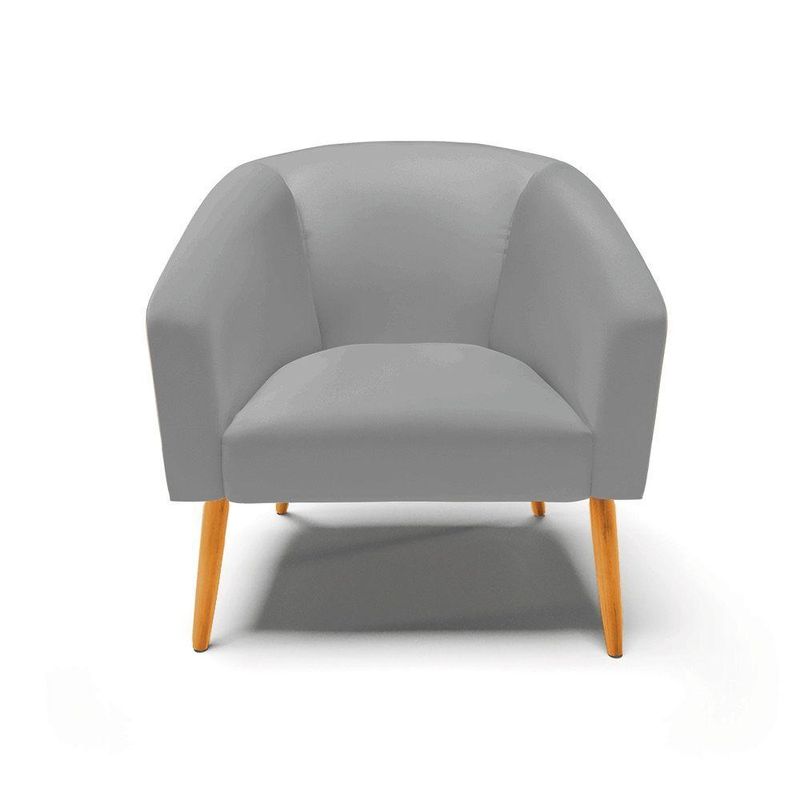 Kit 2 Poltronas Sala Stella Pés Palito Couro Sintético Cinza D'Rossi