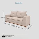 Sofá Fixo 5 Lugares Dunas 2,20m Veludo Creme