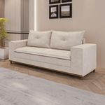 Sofá Fixo 5 Lugares Dunas 2,20m Veludo Creme