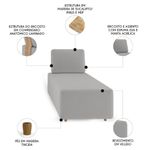 Sofá Chaise Modular 74cm Sala De Estar Rovier Veludo Cinza Z32 - Mpozenato