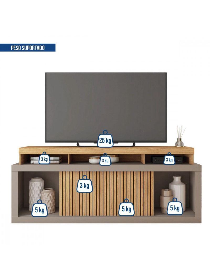 Rack Bancada Para Tv 70 Polegadas Aegon Caemmun Buriti / Fendi
