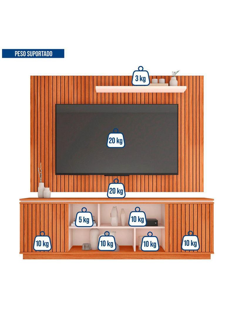 Rack Com Painel Falcon Tv Até 70 Polegadas Caemmun Marrom