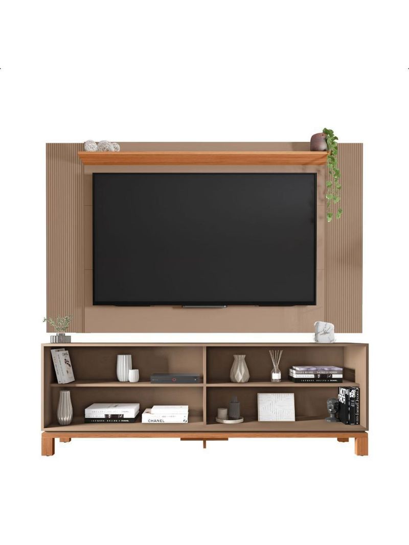 Bancada Rack Com Painel Para Tv Até 65 Polegadas Jace Cinza