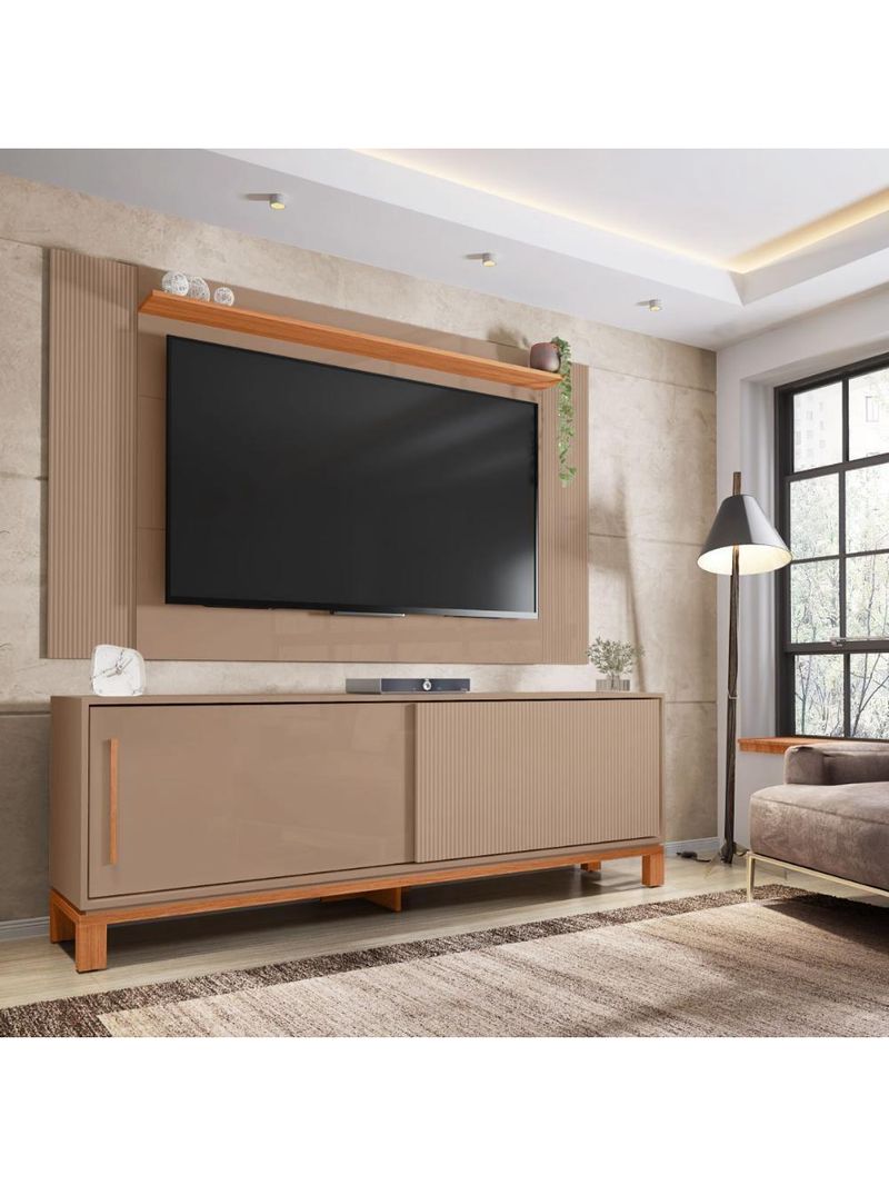 Bancada Rack Com Painel Para Tv Até 65 Polegadas Jace Cinza
