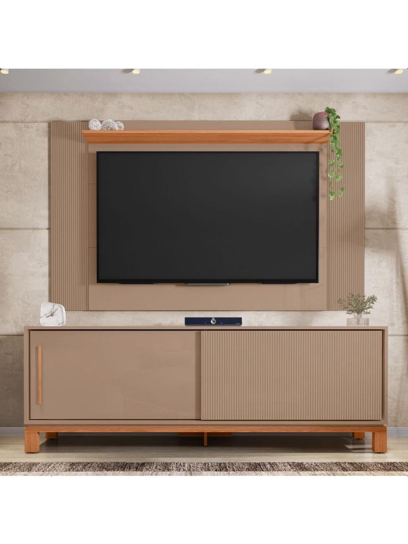 Bancada Rack Com Painel Para Tv Até 65 Polegadas Jace Cinza