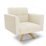 Kit 2 Poltronas Giratórias Elisa Sala Decorativa Veludo Cotelê Bege Marrom D Rossi