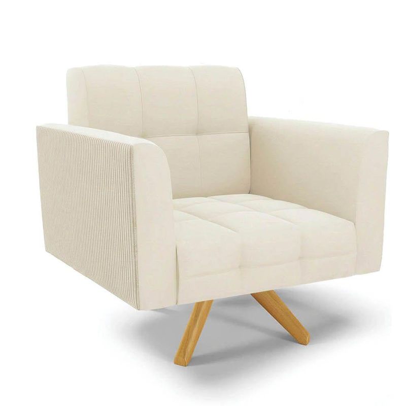 Kit 2 Poltronas Giratórias Elisa Sala Decorativa Veludo Cotelê Bege Marrom D Rossi