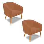 Kit 2 Poltronas Sala Decorativa Stella Sintético Pu Marrom D'Rossi