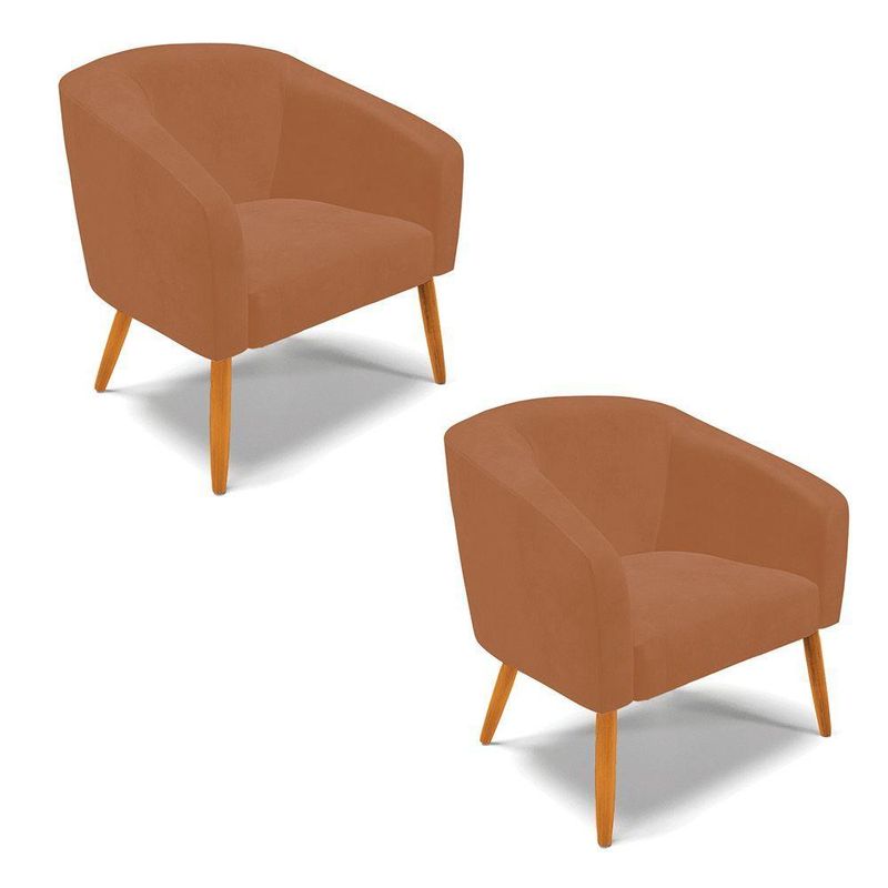Kit 2 Poltronas Sala Decorativa Stella Sintético Pu Marrom D'Rossi
