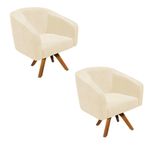 Kit 2 Poltronas Decorativas Stella Giratória Couro Sintético Marrom D'Rossi