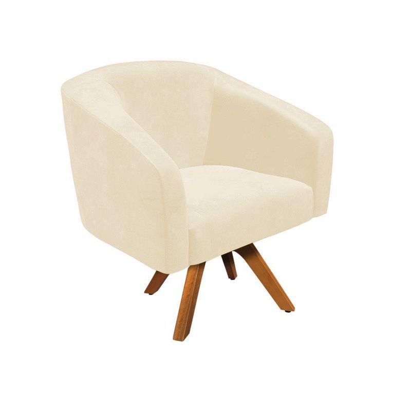 Kit 2 Poltronas Decorativas Stella Giratória Couro Sintético Marrom D'Rossi