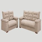 Conjunto Sofá 3 E 2 Lugares Irlanda Veludo Creme