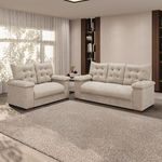 Conjunto Sofá 3 E 2 Lugares Irlanda Veludo Creme