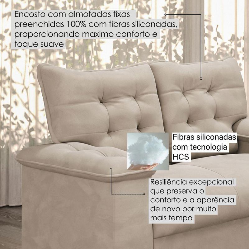 Conjunto Sofá 3 E 2 Lugares Irlanda Veludo Creme