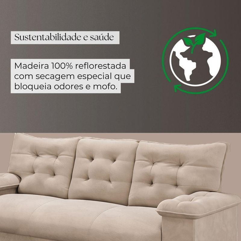 Conjunto Sofá 3 E 2 Lugares Irlanda Veludo Creme