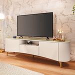 Rack Bancada Elara Off White Champanhe Com Aparador Infinity Off White - Hb Móveis