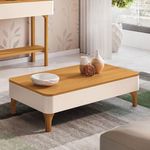 Rack Bancada Elara Cinamomo Com Mesa De Centro Liz Off White Cinamomo - Hb Móveis