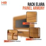 Rack Bancada Elara E Painel Armony Cinamomo Com Mesa De Centro Cadenza Off White Cinamomo - Hb Móveis