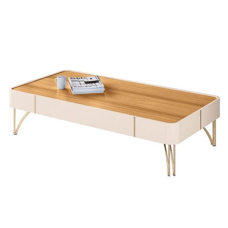 Rack Bancada Elara E Painel Armony Cinamomo Com Mesa De Centro Cadenza Off White Cinamomo - Hb Móveis
