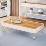 Rack Bancada Elara E Painel Armony Cinamomo Com Mesa De Centro Cadenza Off White Cinamomo - Hb Móveis