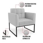Kit 2 Poltronas Sala Elisa Decorativa Base Industrial Couro Sintético Cinza D'Rossi