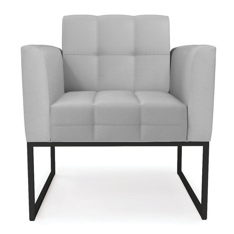 Kit 2 Poltronas Sala Elisa Decorativa Base Industrial Couro Sintético Cinza D'Rossi
