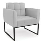 Kit 2 Poltronas Sala Elisa Decorativa Base Industrial Couro Sintético Cinza D'Rossi
