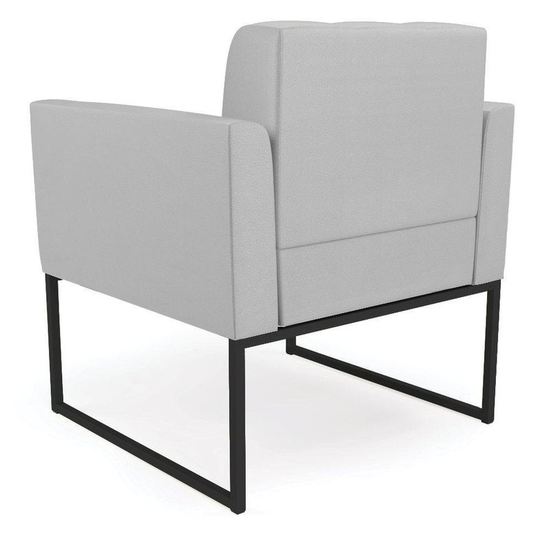 Kit 2 Poltronas Sala Elisa Decorativa Base Industrial Couro Sintético Cinza D'Rossi