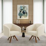 Kit 2 Poltronas Decorativas Stella Giratória Veludo Cotelê Bege D'Rossi