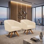 Kit 2 Poltronas Decorativas Stella Giratória Sintético Pu Bege D'Rossi