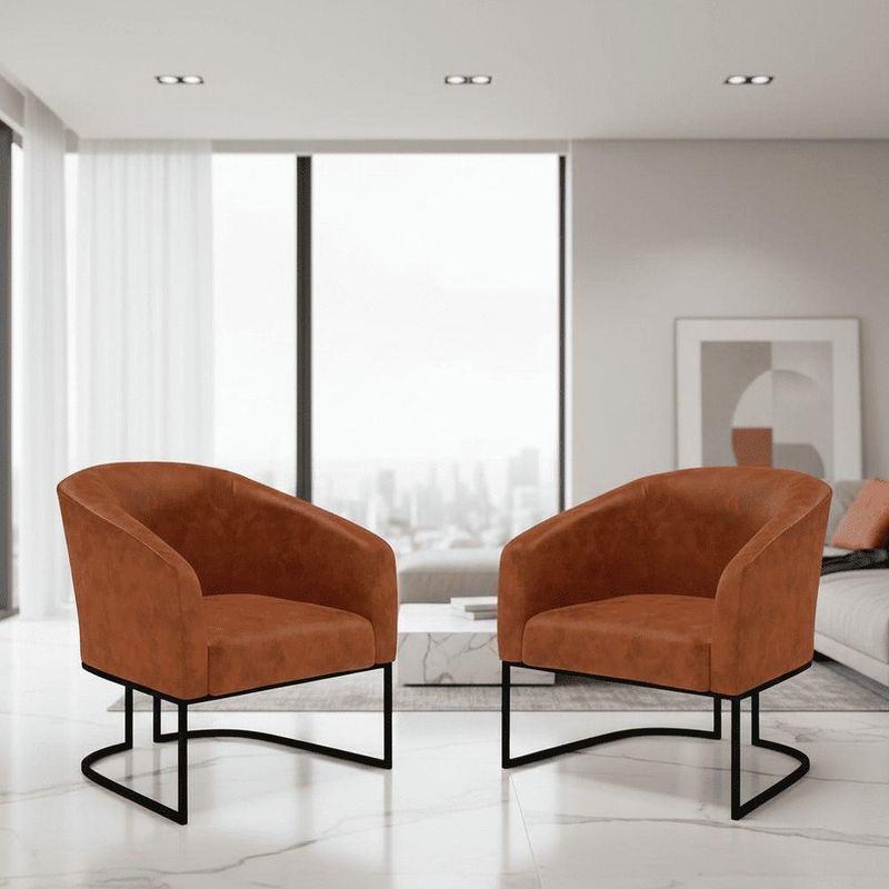 Kit 2 Poltronas Sala Stella Decorativa Base Industrial Couro Sintético Verde D'Rossi