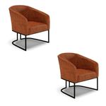 Kit 2 Poltronas Sala Stella Decorativa Base Industrial Couro Sintético Verde D'Rossi