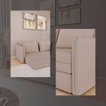 Sofá Cama Retrátil 3 Lugares Veneza 1,56m Linho Creme