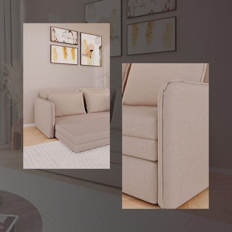 Sofá Cama Retrátil 3 Lugares Veneza 1,56m Linho Creme