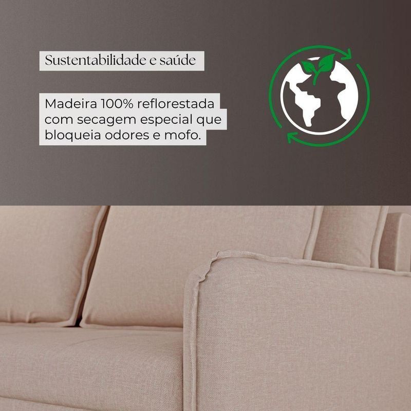 Sofá Cama Retrátil 3 Lugares Veneza 1,56m Linho Creme