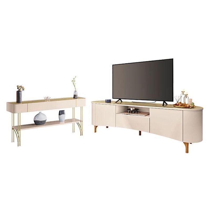 Rack Bancada Elara Com Aparador Vivant Off White Champanhe - Hb Móveis