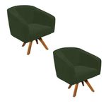 Kit 2 Poltronas Decorativas Stella Giratória Couro Sintético Verde D'Rossi