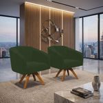 Kit 2 Poltronas Decorativas Stella Giratória Couro Sintético Verde D'Rossi
